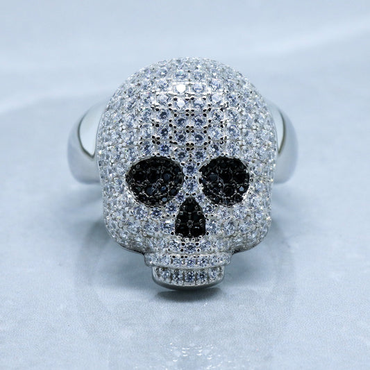 Men's Iced out Skull Ring - Real 925 Silver