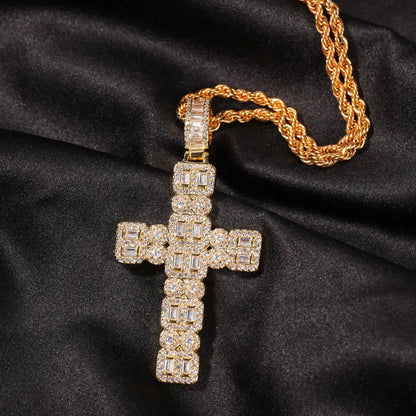 CZ Diamond Jerusalem Dainty Side Cross