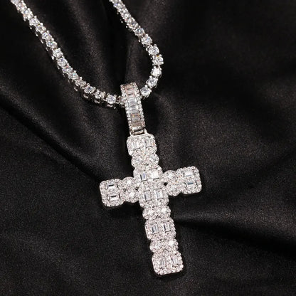 CZ Diamond Jerusalem Dainty Side Cross