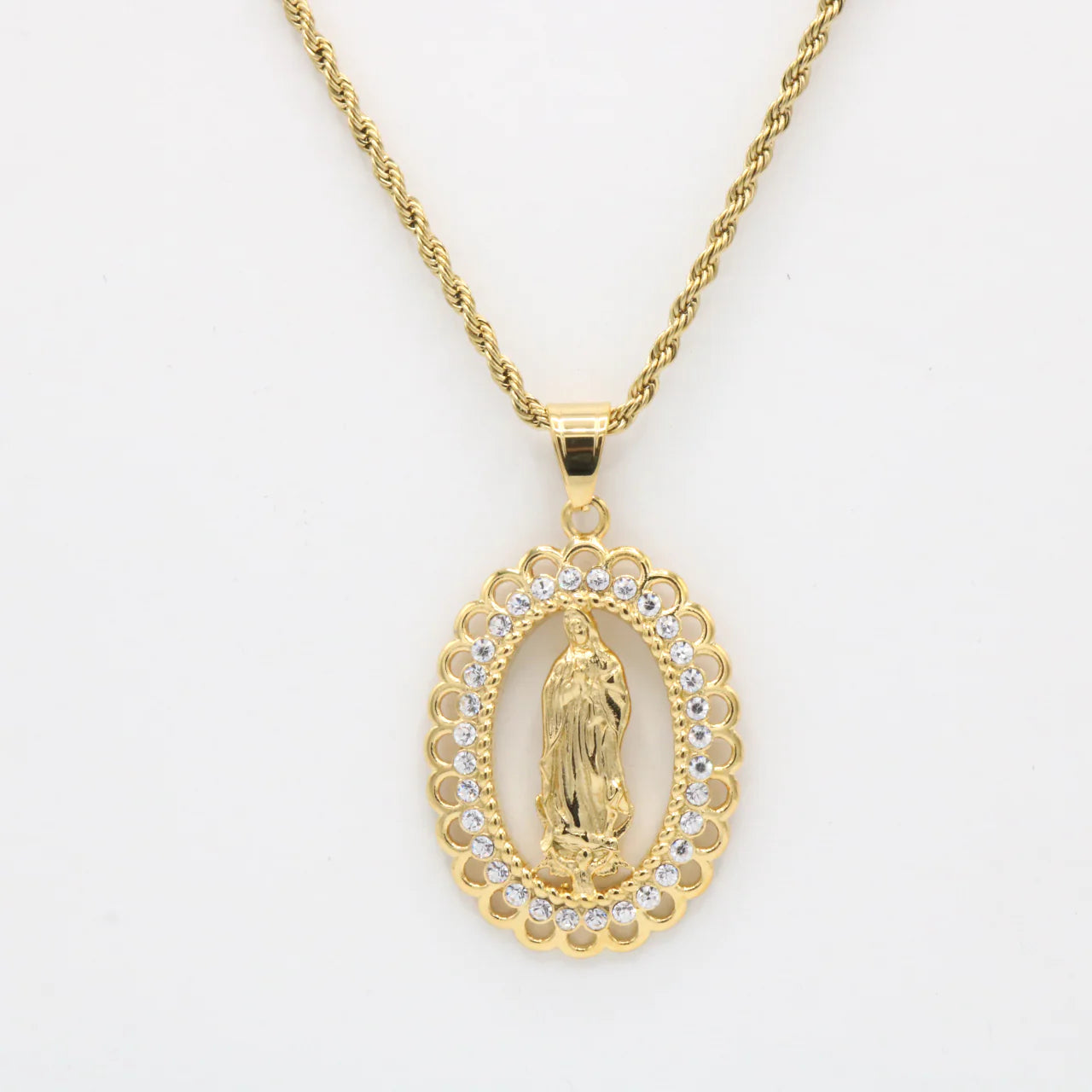 Virgin Mary Pendant with stones