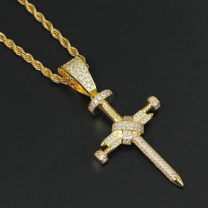 Iced Out Nail Shaped Cross Pendants