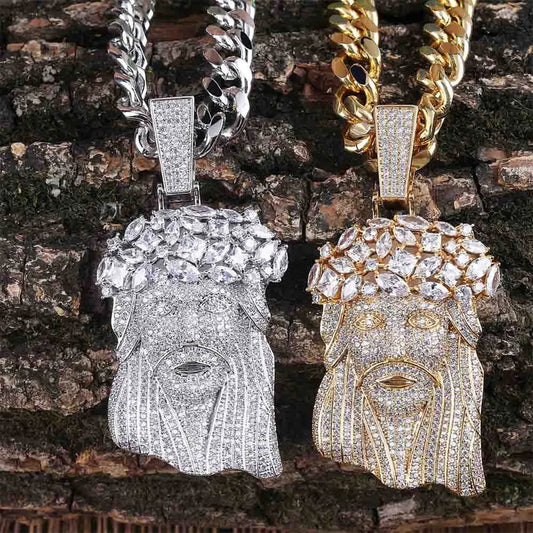 18k Gold Plated Jesus Head Pendant