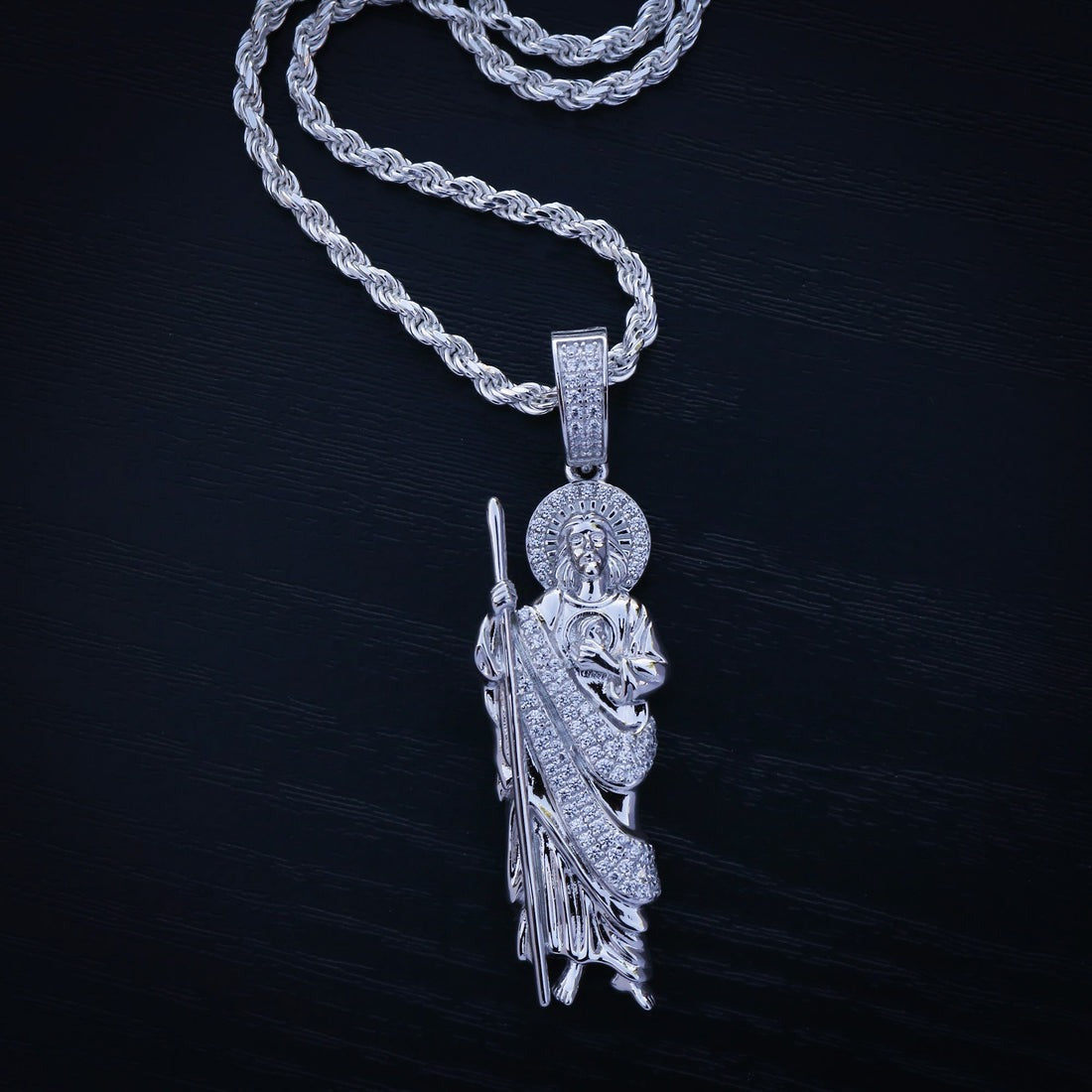 Iced San Judas Pendant - Real 925 Silver