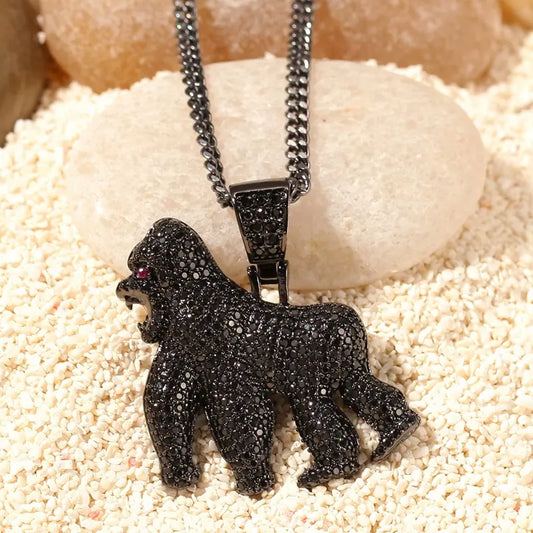 Walking Gorilla Iced Out Cartoon Pendants Mens Iced Out Jewelry