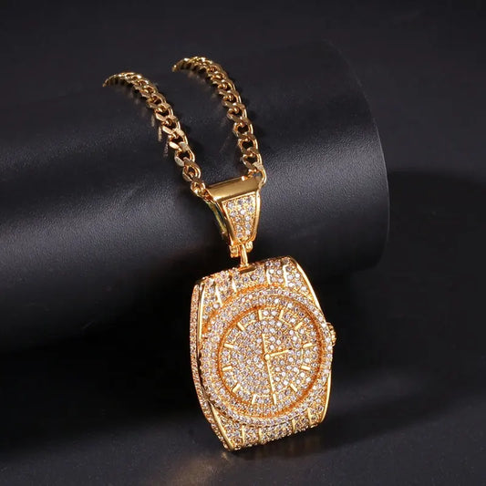 Watch Pendant Iced Out Jewelry