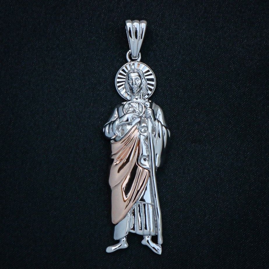 San Judas 2 Tone Pendant - Real 925 Silver