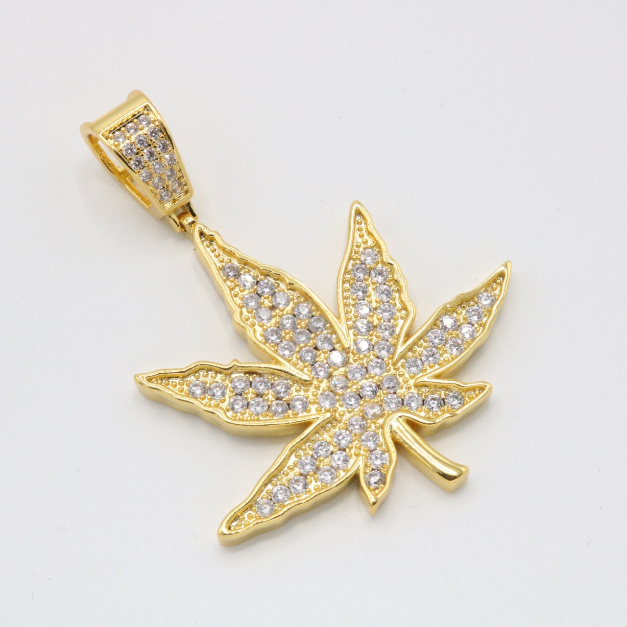 Marijuana Leaf Iced out pendant - Gold Plated