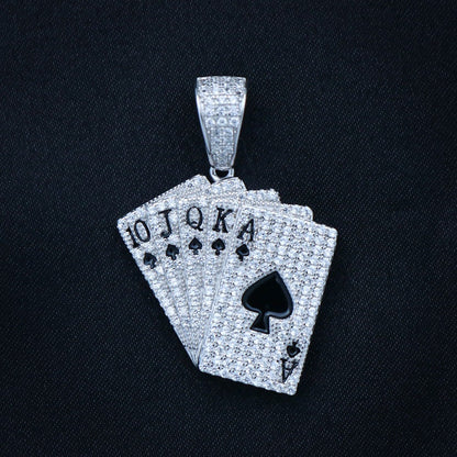 Royal Flush Pendant - Real 925 Silver