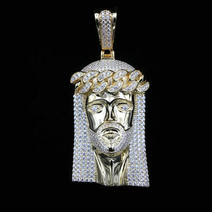 Real Gold Plated 925 Sterling Silver Moissanite CZ Jesus Pendant