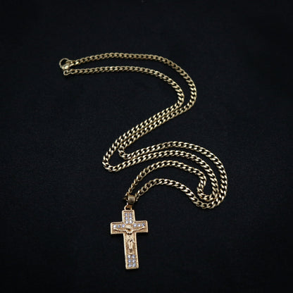 Jesus on the Cross Necklace with stones