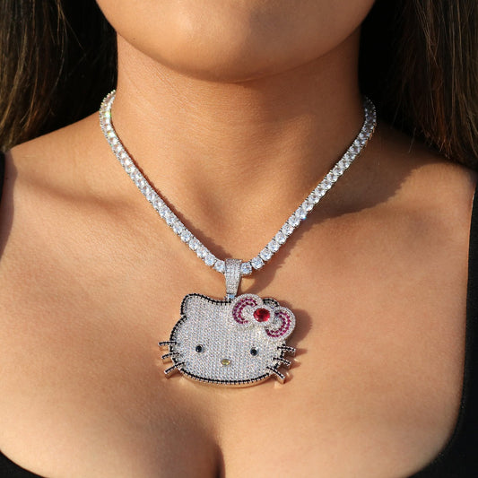 Icy Kitty Pendant - White Gold