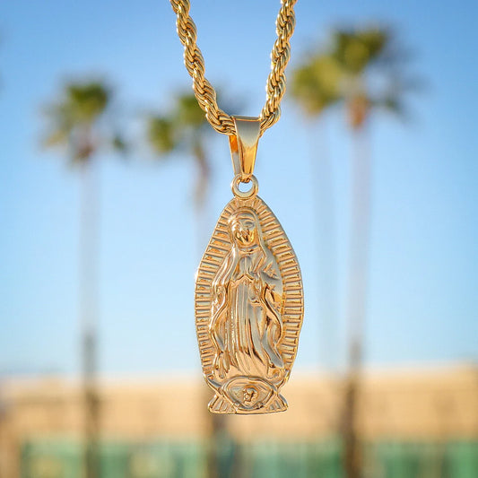 Men's Lady of Guadalupe Pendant - Gold