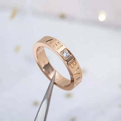 Women Ring 18 KT Rose Gold Ring with Diamond-Gold