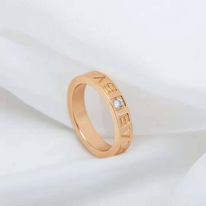 Women Ring 18 KT Rose Gold Ring with Diamond-Gold