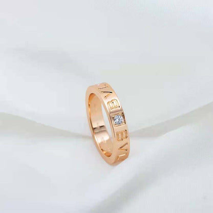 Women Ring 18 KT Rose Gold Ring with Diamond-Gold