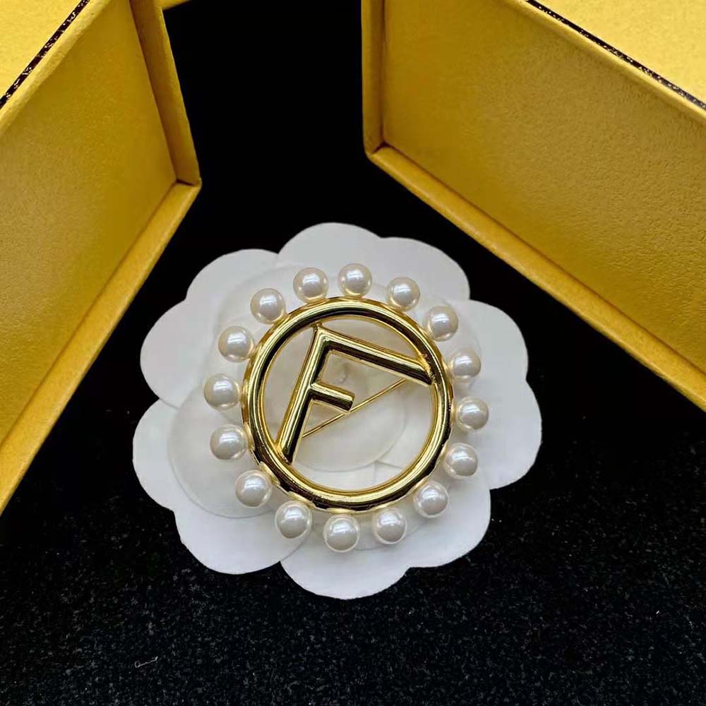 Women F Is Brooch Gold Colored Brooch