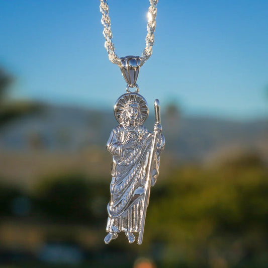 Plain San Judas Pendant - Real 925 Silver