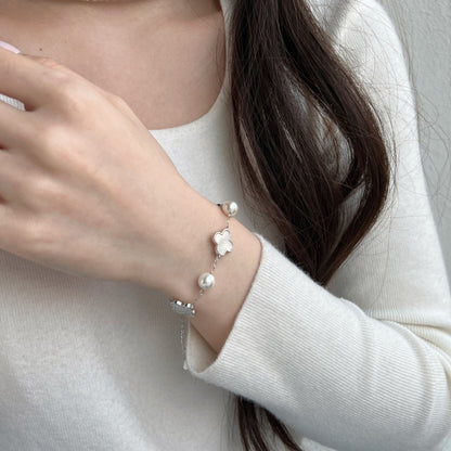 Icedlinks Silver White Shell Bracelet