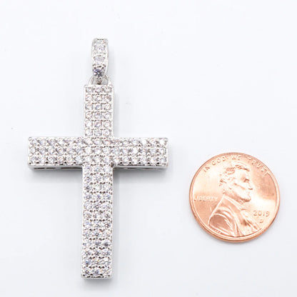 Pave Set Diamond Cross - White Gold