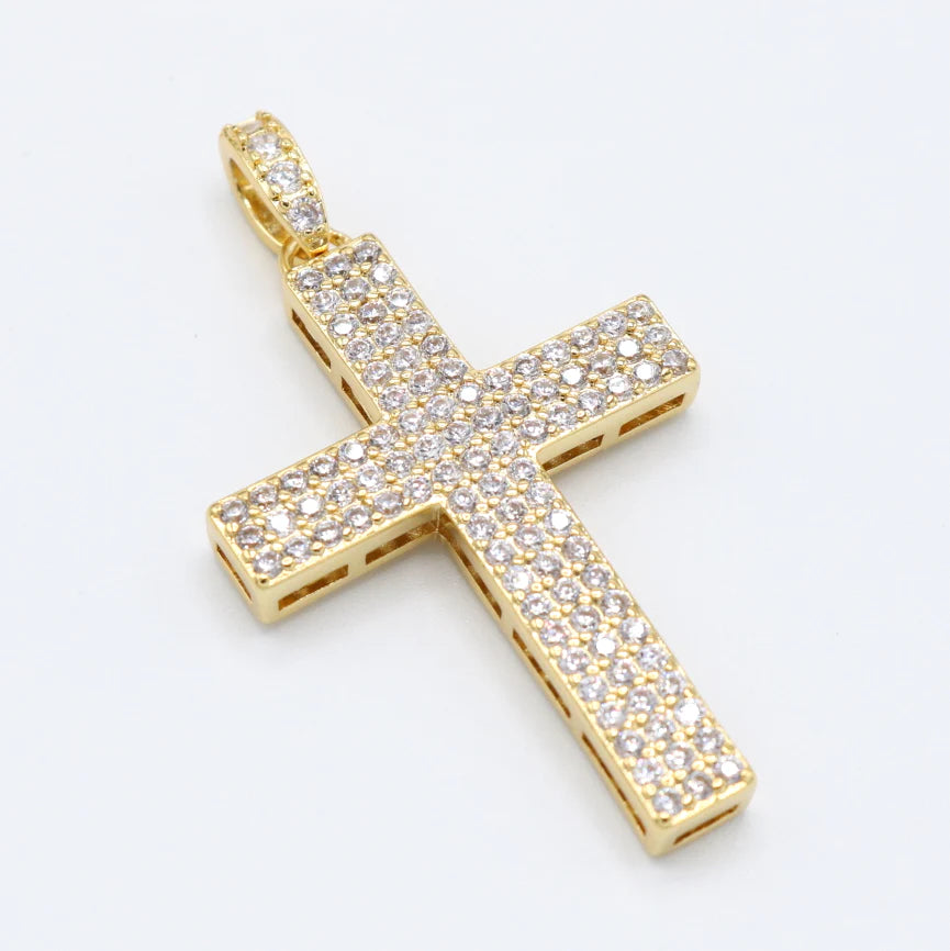 Pave Set Diamond Cross - Gold