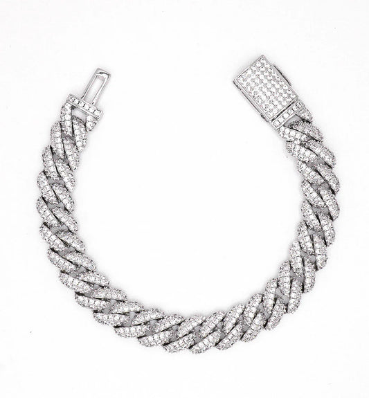 10mm Iced Cuban Bracelet - White Gold