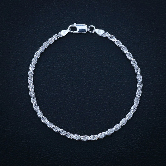 3mm Rope Bracelet - Real 925 Silver