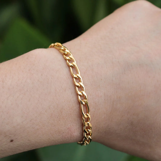 5mm Figaro Bracelet - Gold