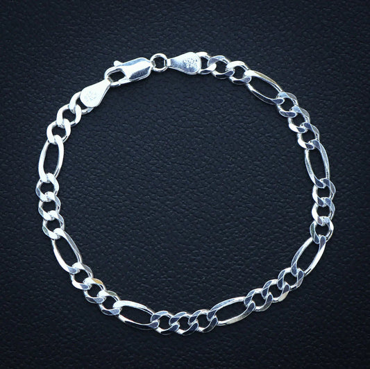 5mm Figaro Bracelet - Real 925 Silver