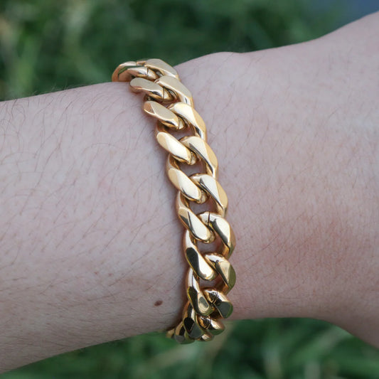 11mm Cuban Bracelet - Yellow Gold