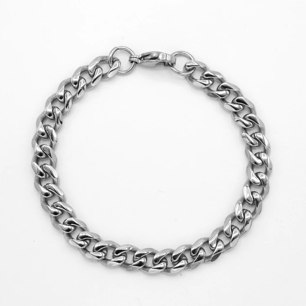 7mm Cuban Bracelet - Silver