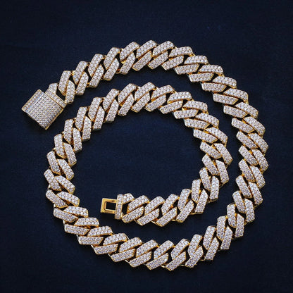 13mm Diamond Prong link Cuban chain - Gold