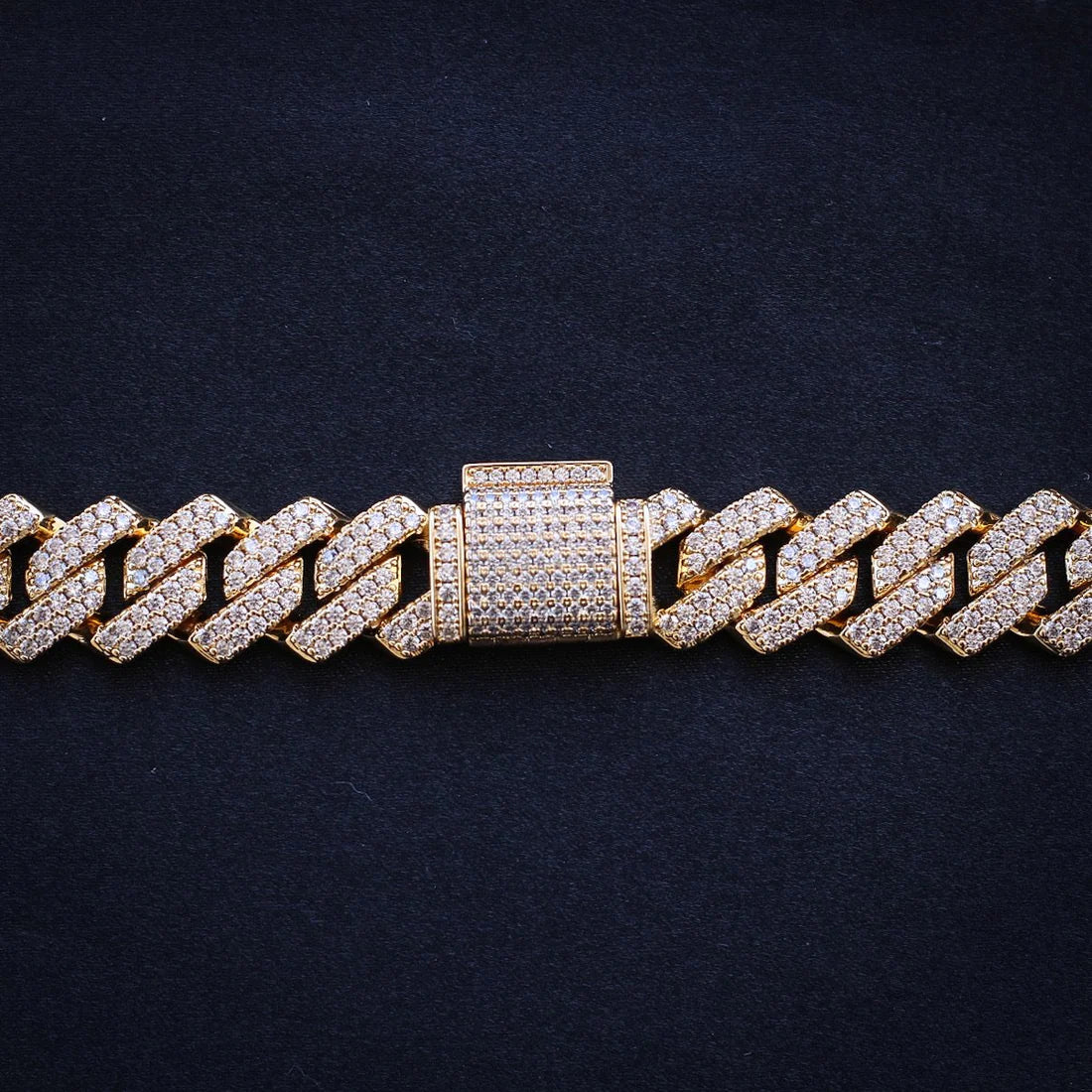 13mm Diamond Prong link Cuban chain - Gold