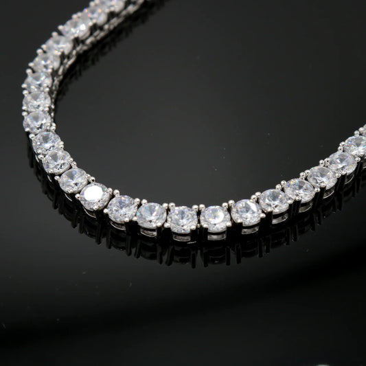 4mm Tennis Necklace - White Gold