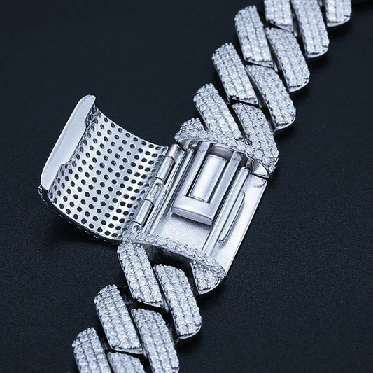 19mm Diamond Prong Link Cuban Chain - Real 925 Silver