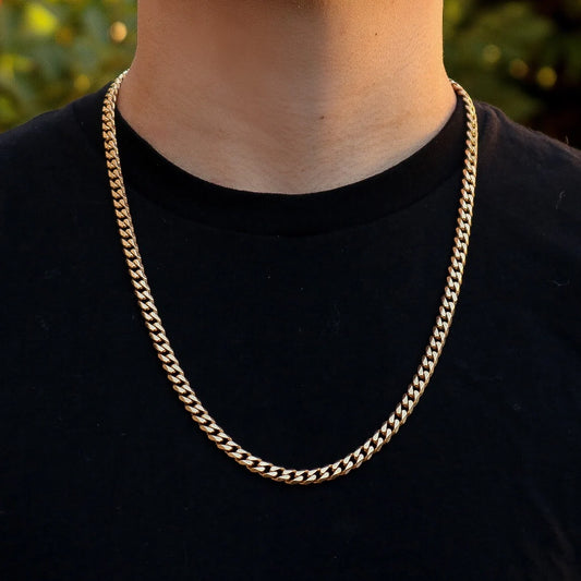 7mm Cuban Curb Chain - Gold