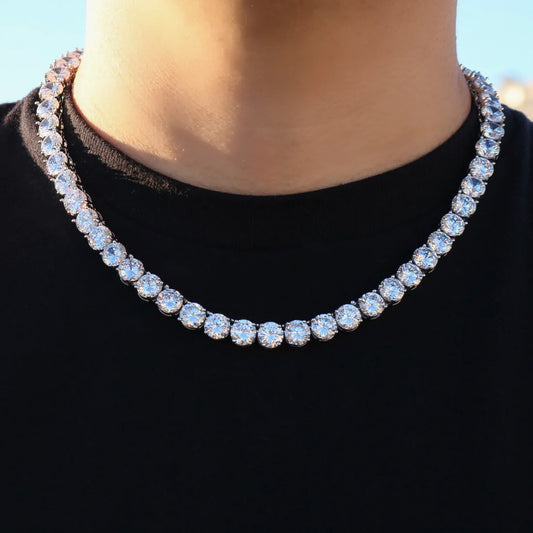 8mm Tennis Necklace - White Gold