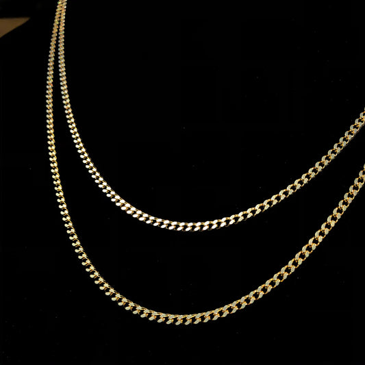 2.5mm Micro Cuban Curb link chain - Gold