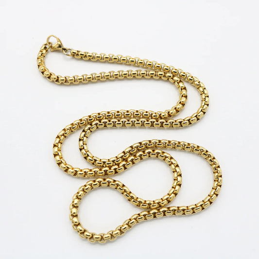 24" Round Box Chain (4mm) - Gold