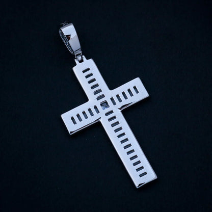 Iced Out Baguette Cross Pendant - Real 925 Silver