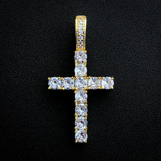 Small Diamond Cross Pendant - Gold