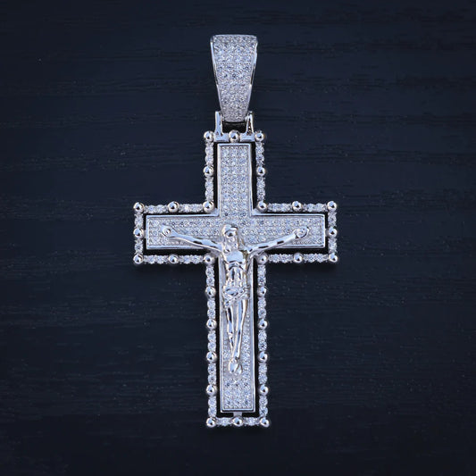 Iced Out Crucifix Pendant - Real 925 Silver