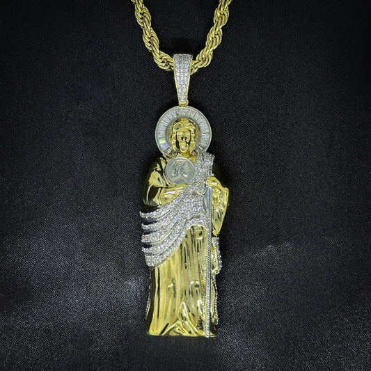 Big Iced Out 3D San Judas 2 tone - Gold