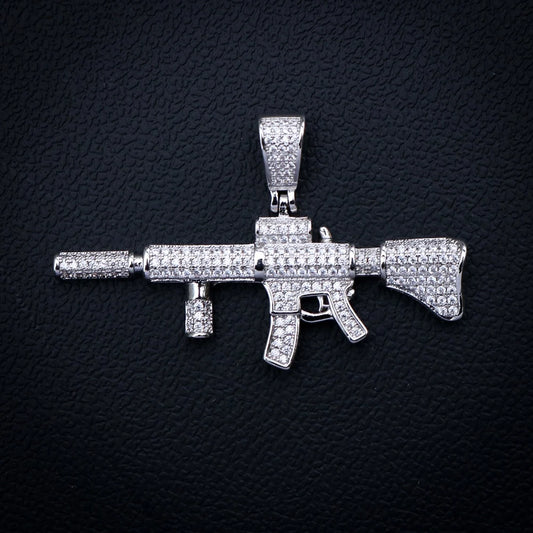 AR-15 Pendant - White Gold