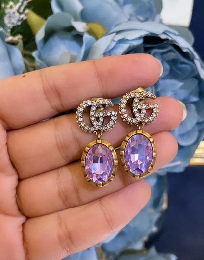 GG CRYSTAL DROP EARRINGS (COLOURS AVAILABLE)