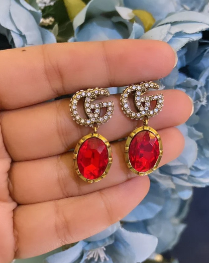 GG CRYSTAL DROP EARRINGS (COLOURS AVAILABLE)